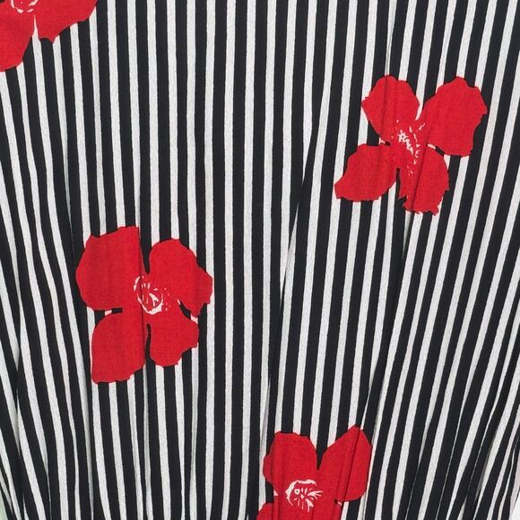 Madewell Size 2 Bianca Ruffle Wrap Dress Red Floral On Black Stripe - Picture 7 of 9